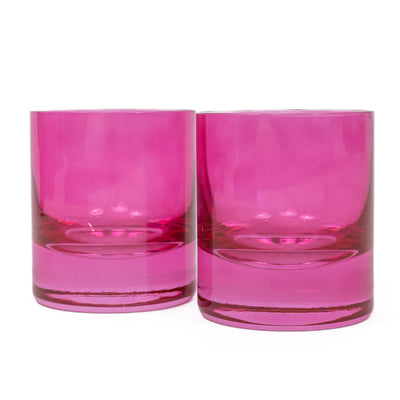 Estelle Colored Rocks Glass - Set of 2 {Fuchsia}