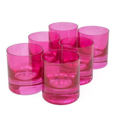 Estelle Colored Rocks Glass - Set of 6 {Fuchsia}
