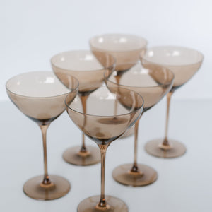 Estelle Colored Martini Glass - Set of 6 {Mocha Mousse (Our Amber Smoke)}