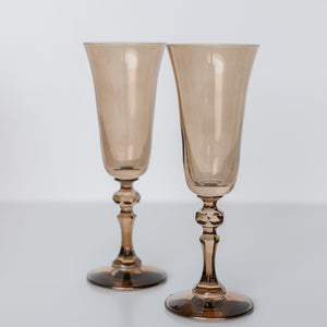 Estelle Colored Regal Flute - Set of 2 {Mocha Mousse (Our Amber Smoke)}