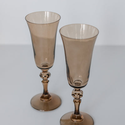 Estelle Colored Regal Flute - Set of 2 {Mocha Mousse (Our Amber Smoke)}