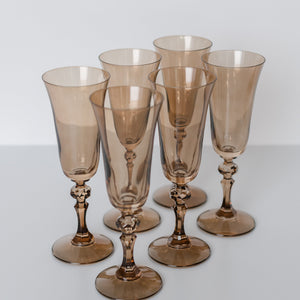 Estelle Colored Regal Flute - Set of 6 {Mocha Mousse (Our Amber Smoke)}
