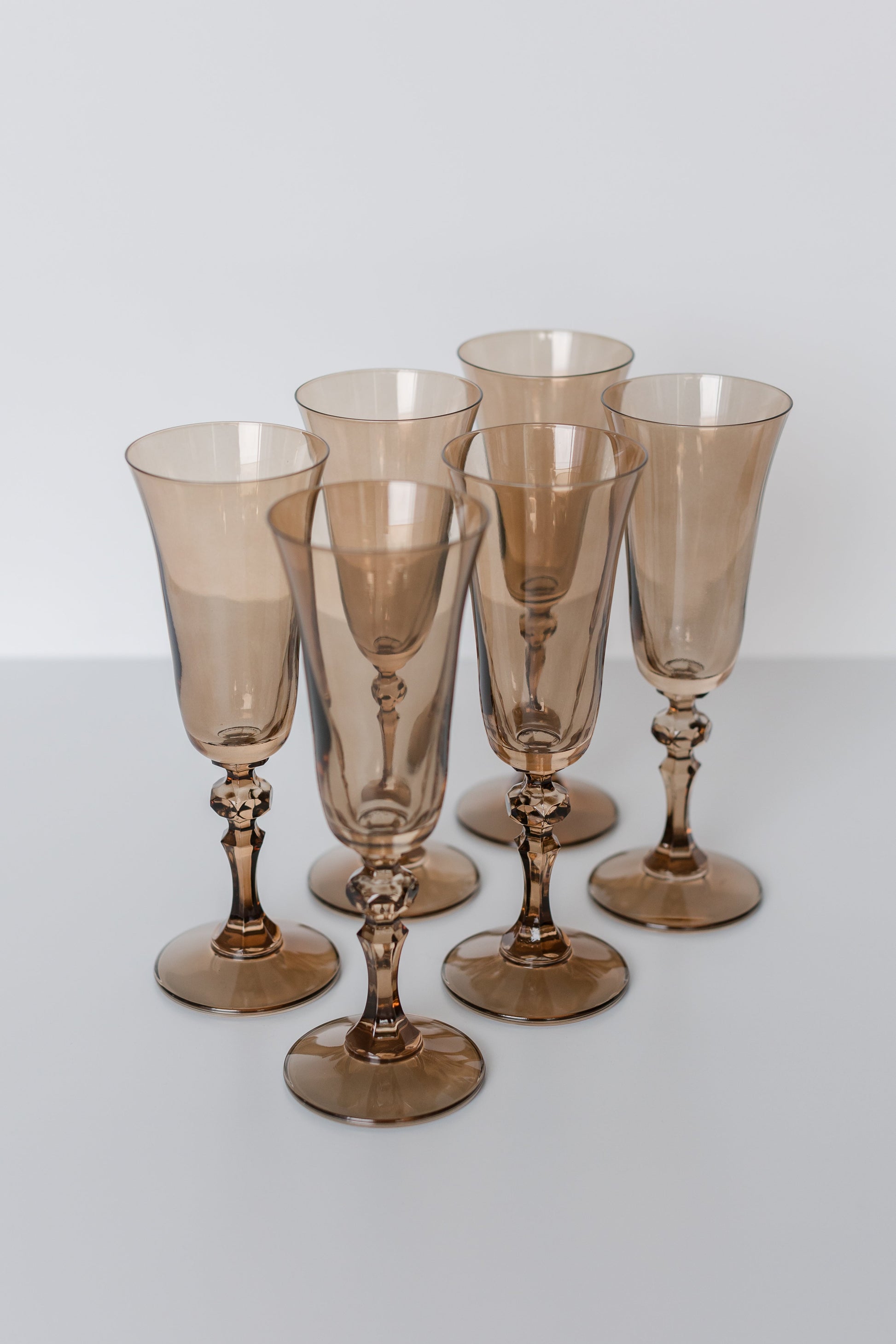 Estelle Colored Regal Flute - Set of 6 {Mocha Mousse (Our Amber Smoke)}