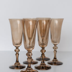 Estelle Colored Regal Flute - Set of 6 {Mocha Mousse (Our Amber Smoke)}