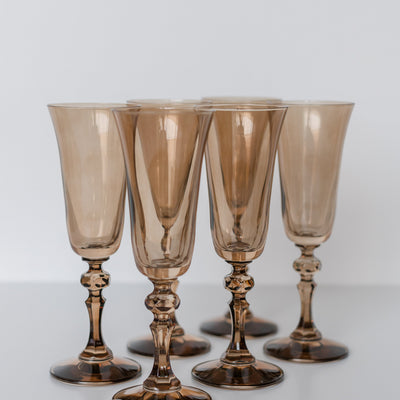 Estelle Colored Regal Flute - Set of 6 {Mocha Mousse (Our Amber Smoke)}