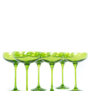 Estelle Colored Champagne Coupe Stemware - Set of 6 {Forest Green}