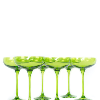 Estelle Colored Champagne Coupe Stemware - Set of 6 {Forest Green}