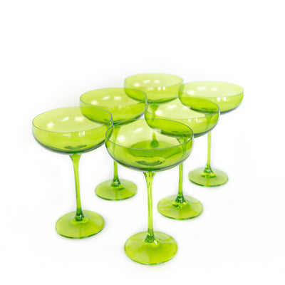 Estelle Colored Champagne Coupe Stemware - Set of 6 {Forest Green}