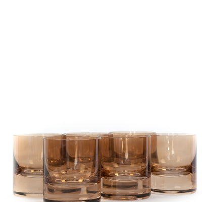 Estelle Colored Rocks Glass - Set of 6 {Mocha Mousse (Our Amber Smoke)}