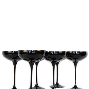 Estelle Colored Champagne Coupe Stemware - Set of 6 {Black Onyx}