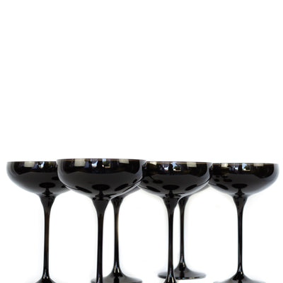 Estelle Colored Champagne Coupe Stemware - Set of 6 {Black Onyx}