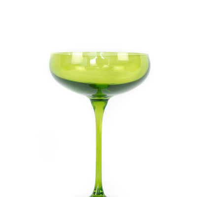Estelle Colored Champagne Coupe Stemware - Set of 6 {Forest Green}