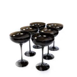 Estelle Colored Champagne Coupe Stemware - Set of 6 {Black Onyx}