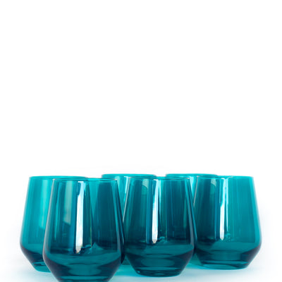 Estelle Colored Wine Stemless - Set of 6 {Teal}
