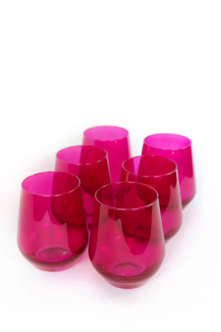 Estelle Colored Wine Stemless - Set of 6 {Viva Magenta (Our Fuchsia)}.