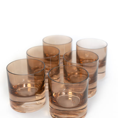 Estelle Colored Rocks Glass - Set of 6 {Mocha Mousse (Our Amber Smoke)}