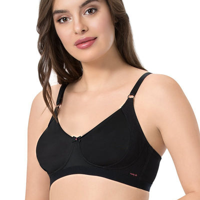 every de Essential Non-Padded Non-Wired Support Full Cover Bra - Black