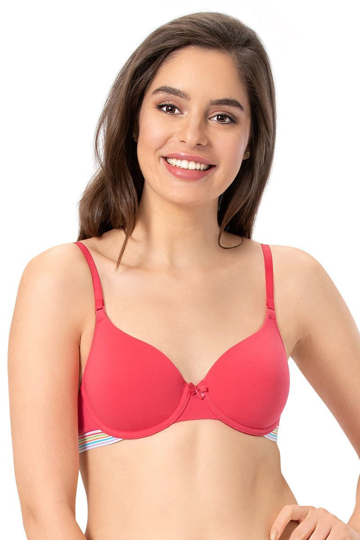 every de Padded Wired Sassy Stripes T-Shirt Bra - Azalea