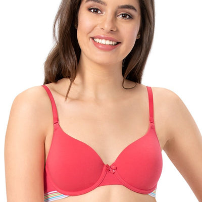 every de Padded Wired Sassy Stripes T-Shirt Bra - Azalea