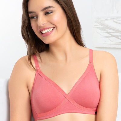 every de Non-Padded Non Wired Smoothing Crossover Bra - Sunkist-Coral