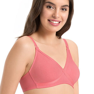 every de Non-Padded Non Wired Smoothing Crossover Bra - Sunkist-Coral