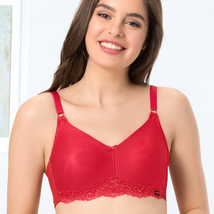 every de Contour Charm Non-Padded Non-Wired Full Cover Everyday Bra - Crimson