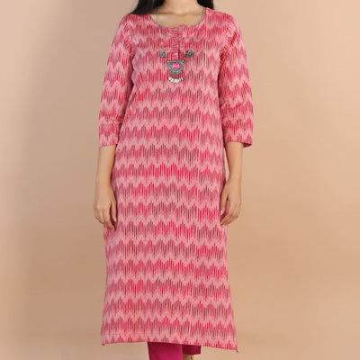 Ikat  straight cut kurti