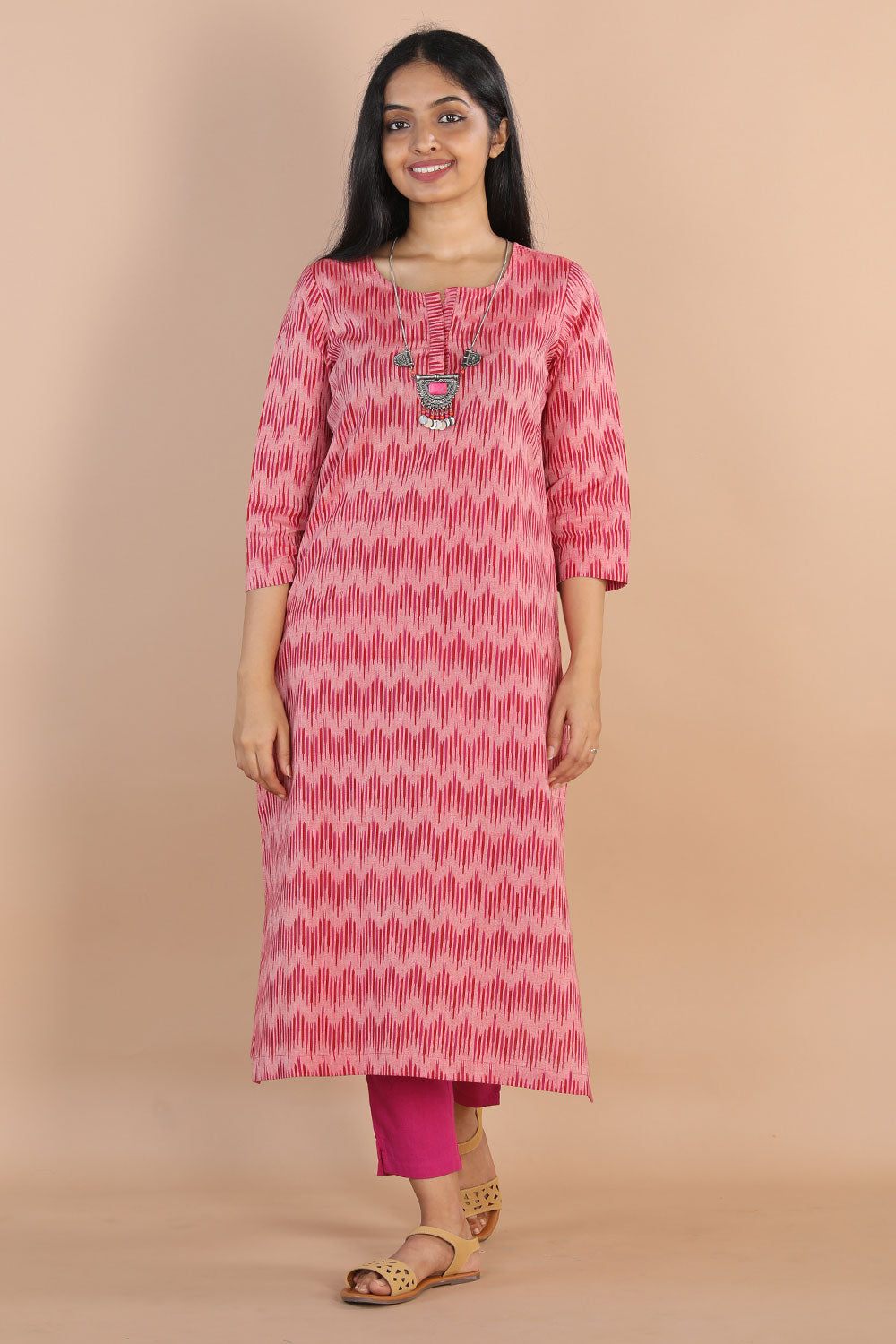 Ikat  straight cut kurti