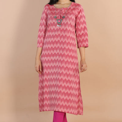 Ikat  straight cut kurti
