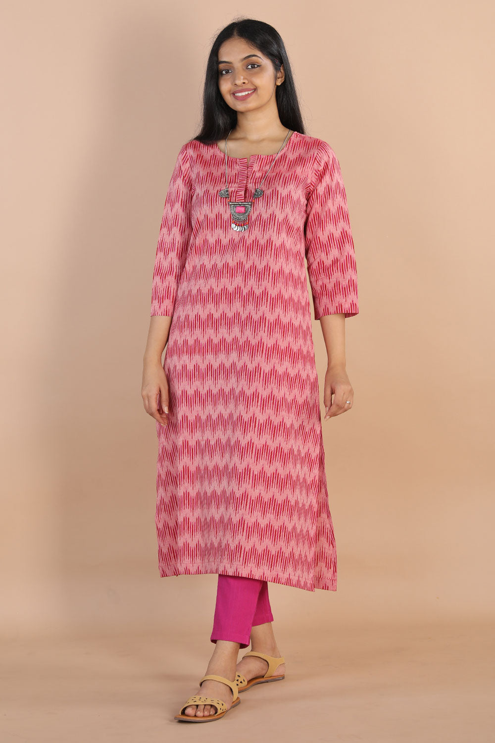 Ikat  straight cut kurti
