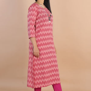 Ikat  straight cut kurti