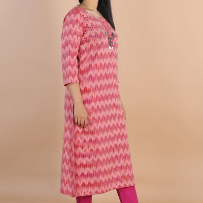 Ikat  straight cut kurti