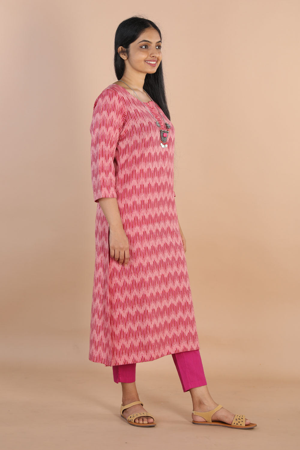 Ikat  straight cut kurti