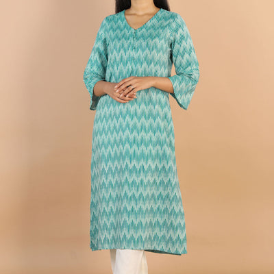 Ikat  straight cut kurti