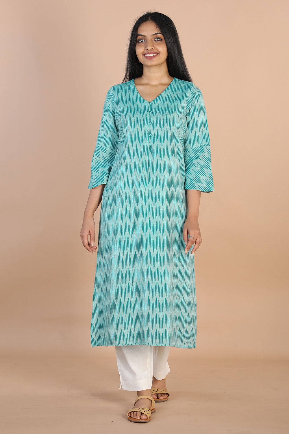 Ikat  straight cut kurti