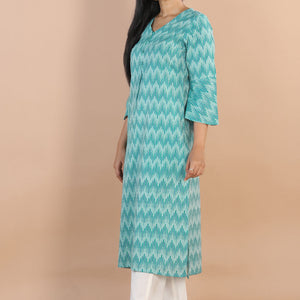 Ikat  straight cut kurti