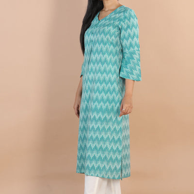 Ikat  straight cut kurti