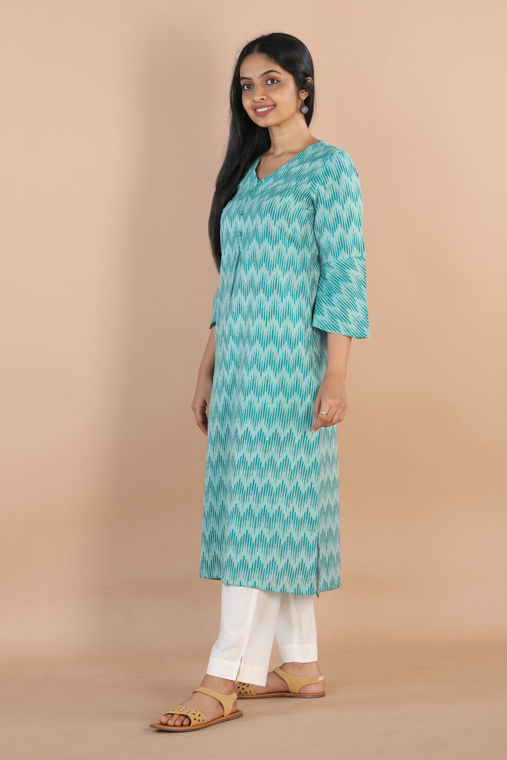 Ikat  straight cut kurti
