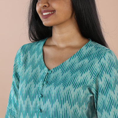 Ikat  straight cut kurti