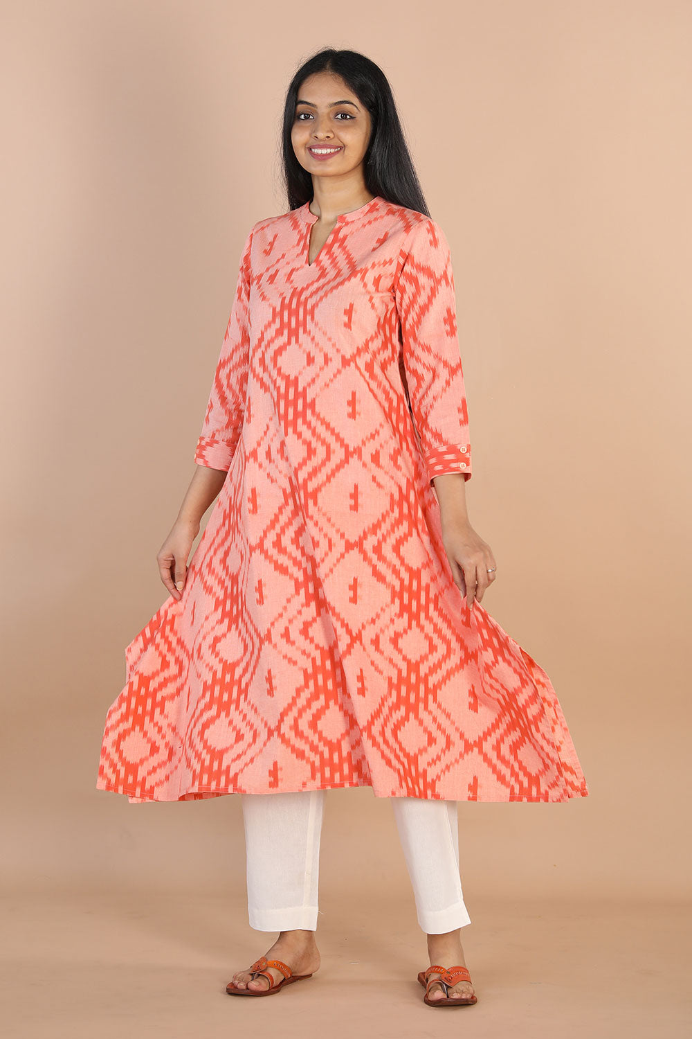 Cotton Pochampally ikkat diamond weave kurta
