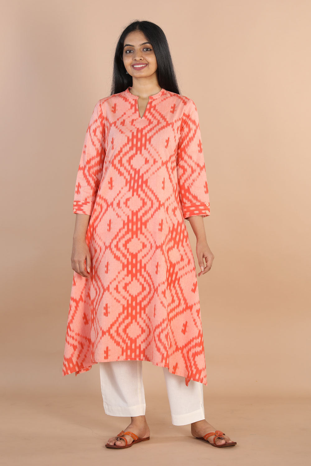 Cotton Pochampally ikkat diamond weave kurta