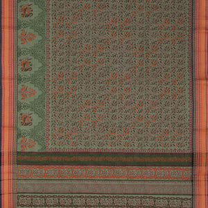 Hand block printed south cotton saree
