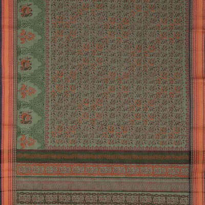 Hand block printed south cotton saree