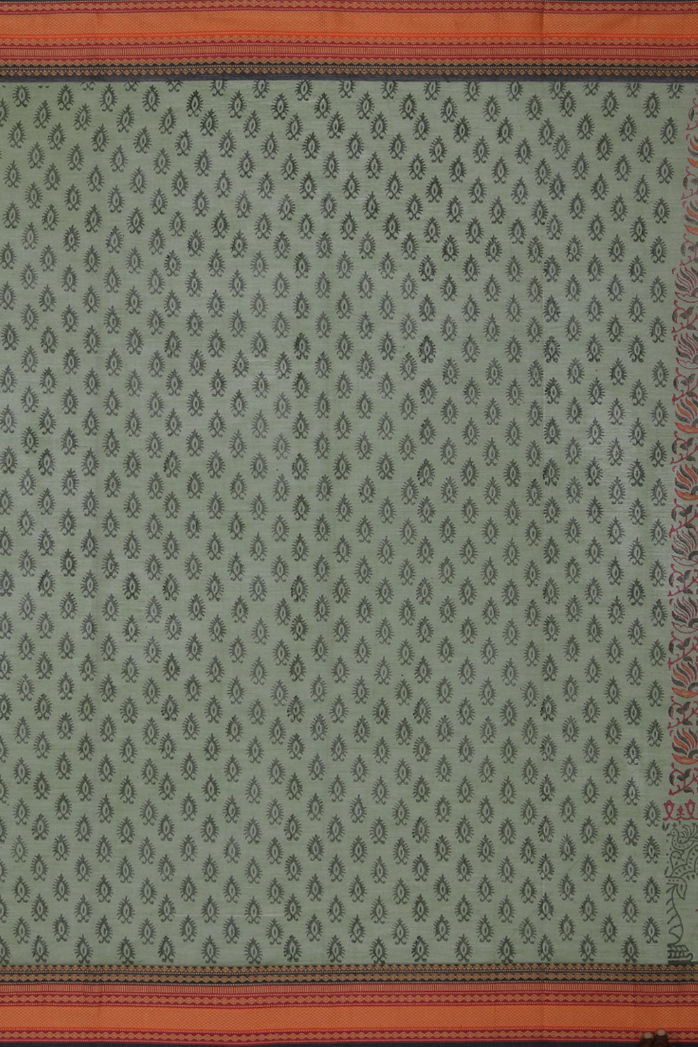 Hand block printed south cotton saree