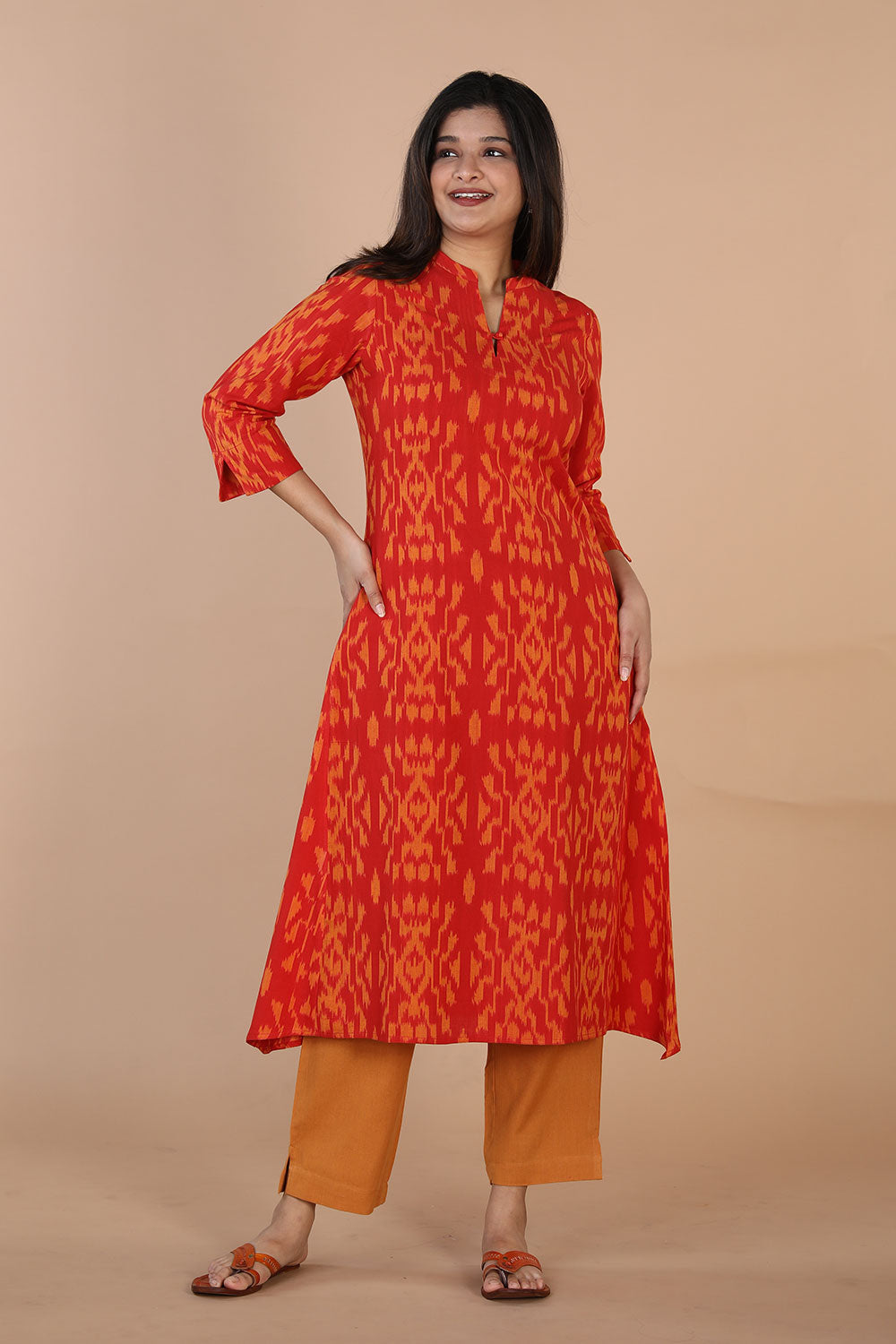 Ikat panelled kurti