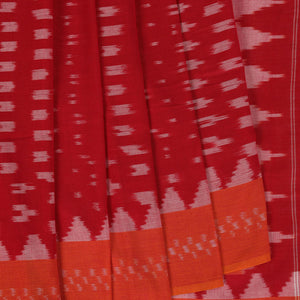 Dahlia pink square weave pattern Pochampally cotton ikat Saree
