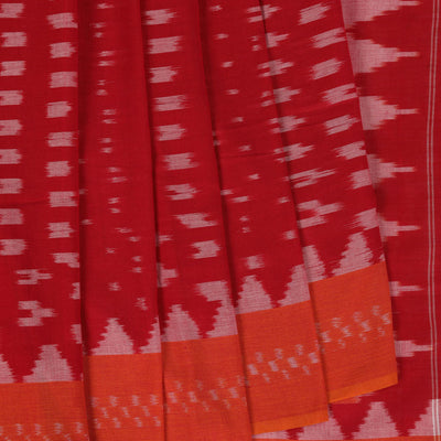 Dahlia pink square weave pattern Pochampally cotton ikat Saree