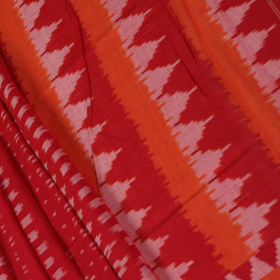 Dahlia pink square weave pattern Pochampally cotton ikat Saree