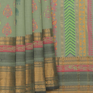 Hand block printed cotton saree