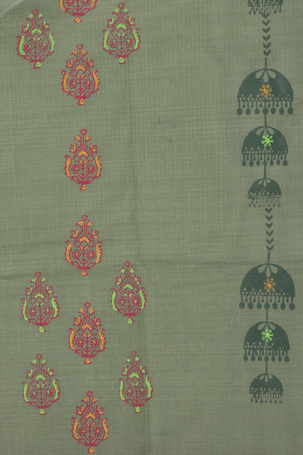 Hand block printed cotton saree